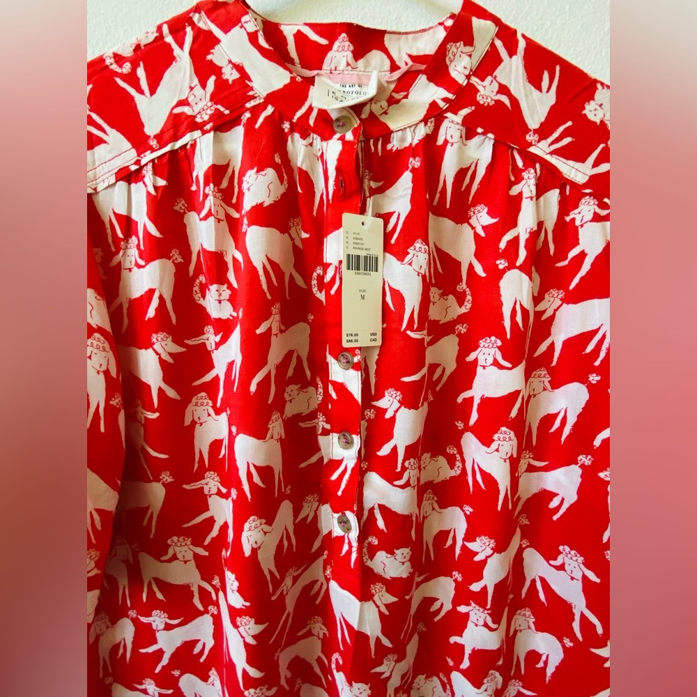 NWT Antropologie Silky Shirt Blouse featuring an Emily Isabella design M - Picture 4 of 4